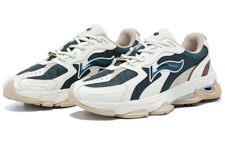 LI-NING 1990 Lava Non-slip Lightweight Low-Top Sports Casual Shoes Women's White Green