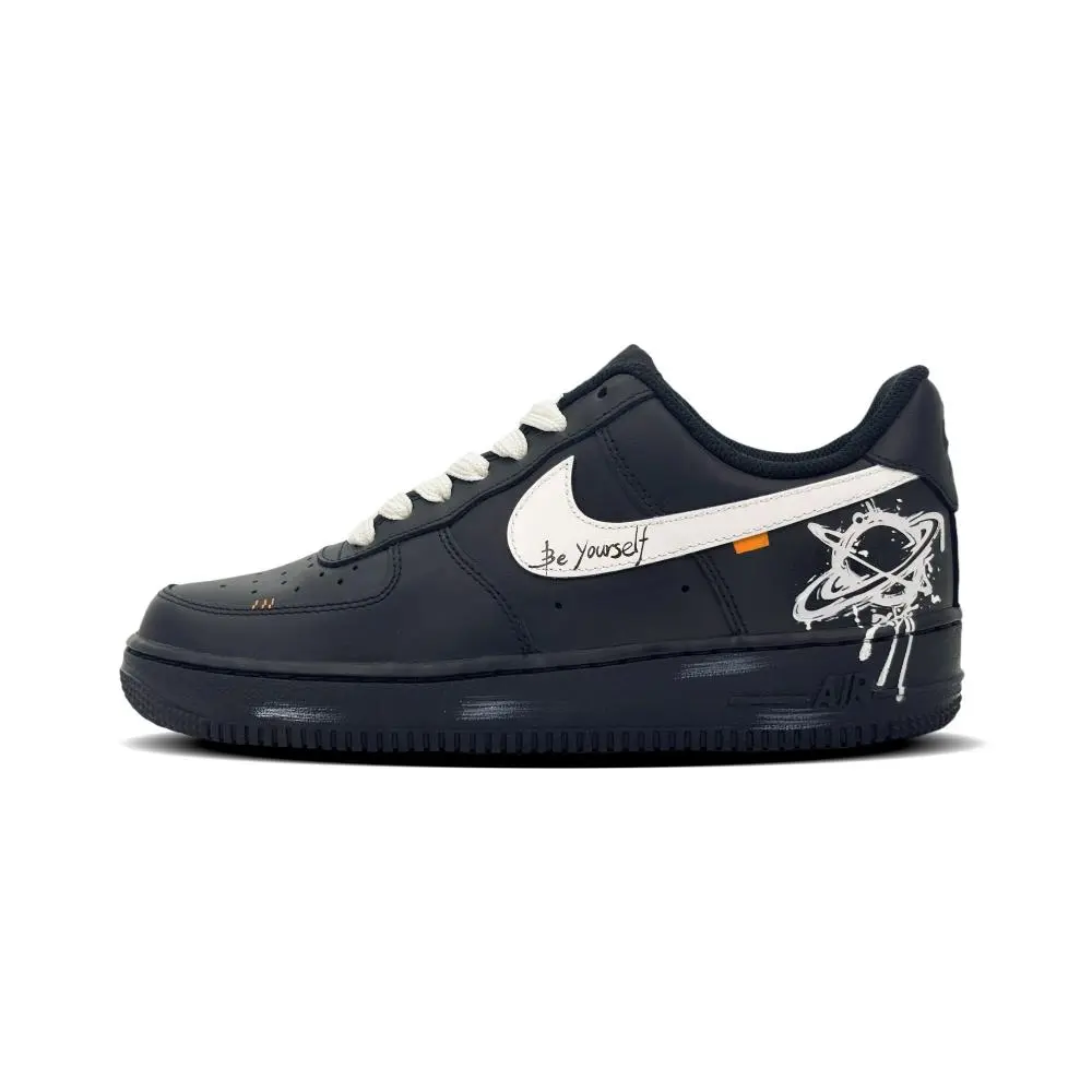 Nike Air Force 1 Abrasion Resistant Low Top Skateboard Shoes Men's Black White