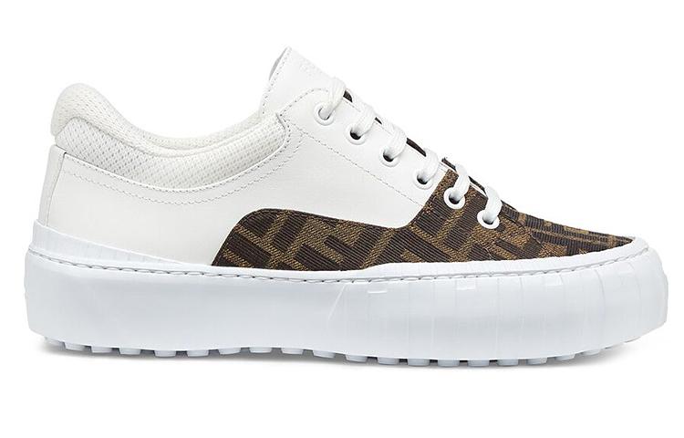 FENDI Force Low Top Stylish Skateboarding Shoes Women's White Brown купить в интернет-магазине Yoocart с быстрой доставкой по России.