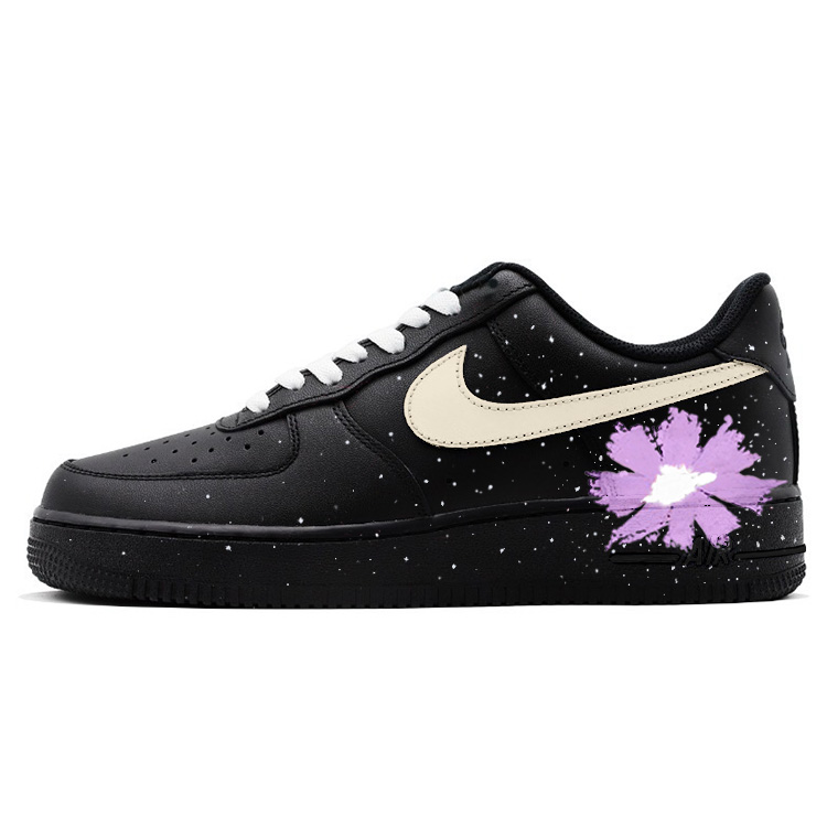 Nike Air Force 1 07 Anti Slip Wear Resistant Low Top Skateboard Shoes Unisex Black Purple