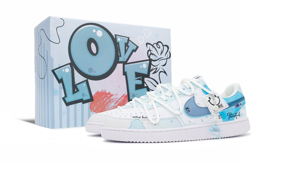 Nike Court Vision 1 Low top Skateboard Shoes Men's Blue White