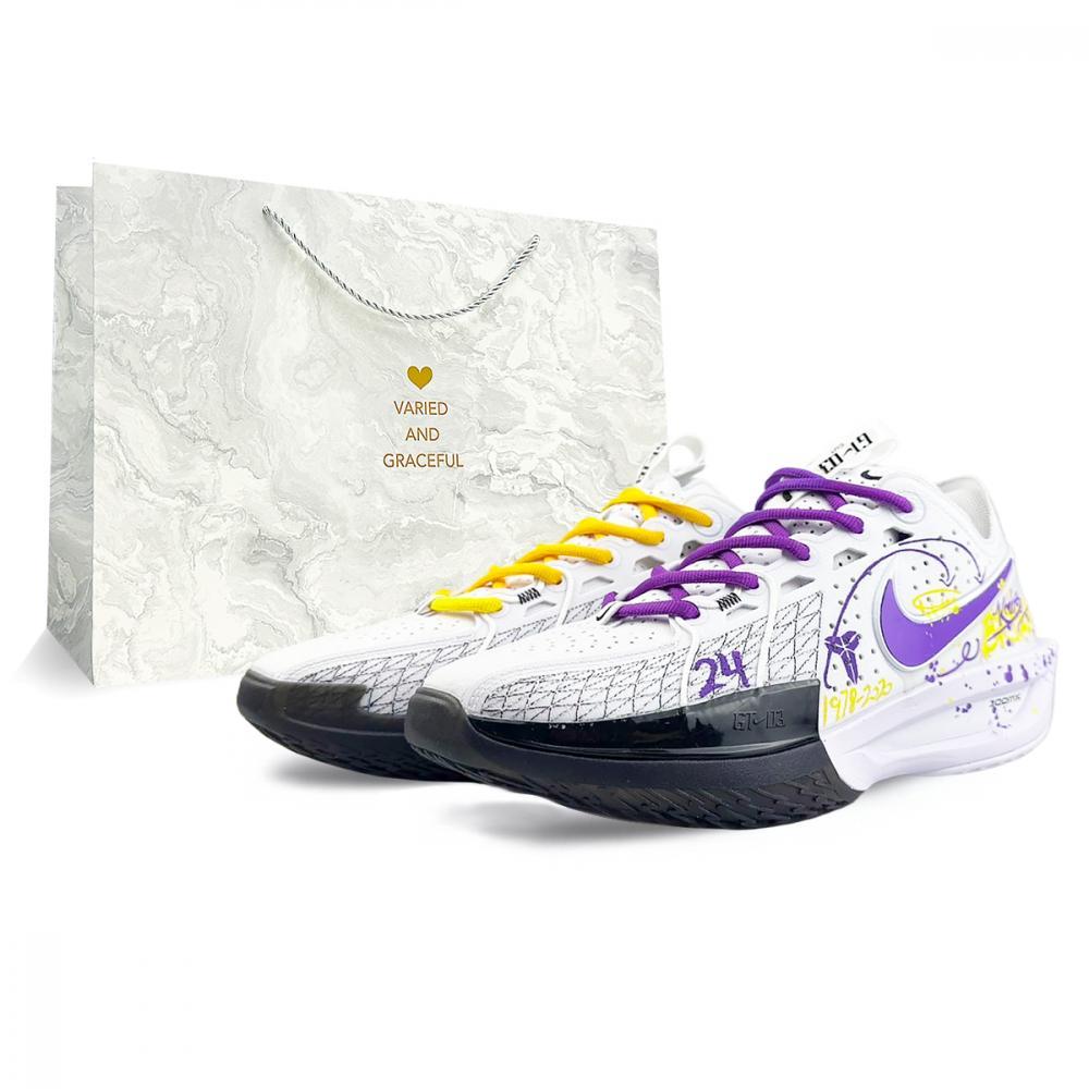 Nike Air Zoom G.T. Cut 3 Wear-Resistant Waterproof And Breathable Low-Top Basketball Shoes Unisex Purple Yellow White
