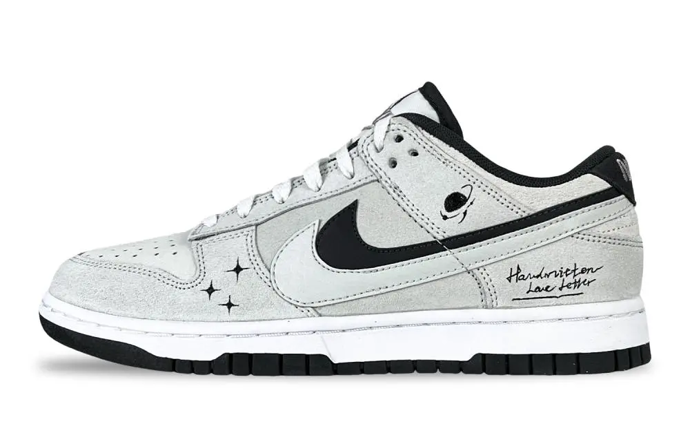 Nike Dunk Low Qi Card, Xingyu Anti Slip Wear Resistant Low Top Skateboard Shoes Unisex Gray White