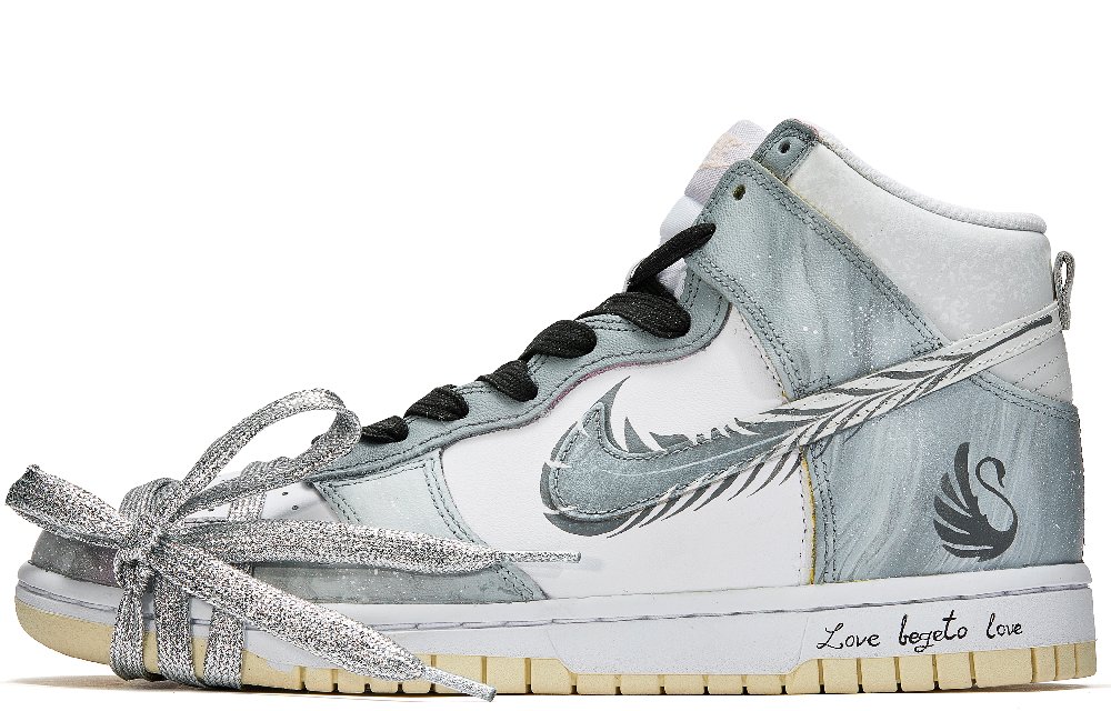 Nike Dunk High Skateboard Shoes Unisex High-Top Silver/White