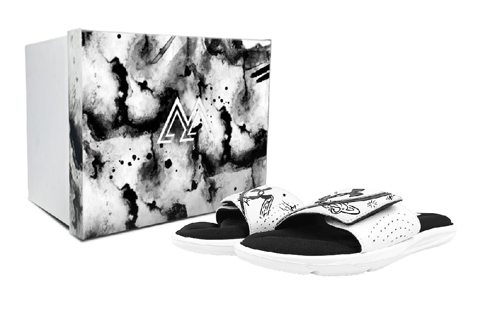 Under Armour Ignite Slip-Resistant Abrasion-Resistant Slide Slippers Men's Black White