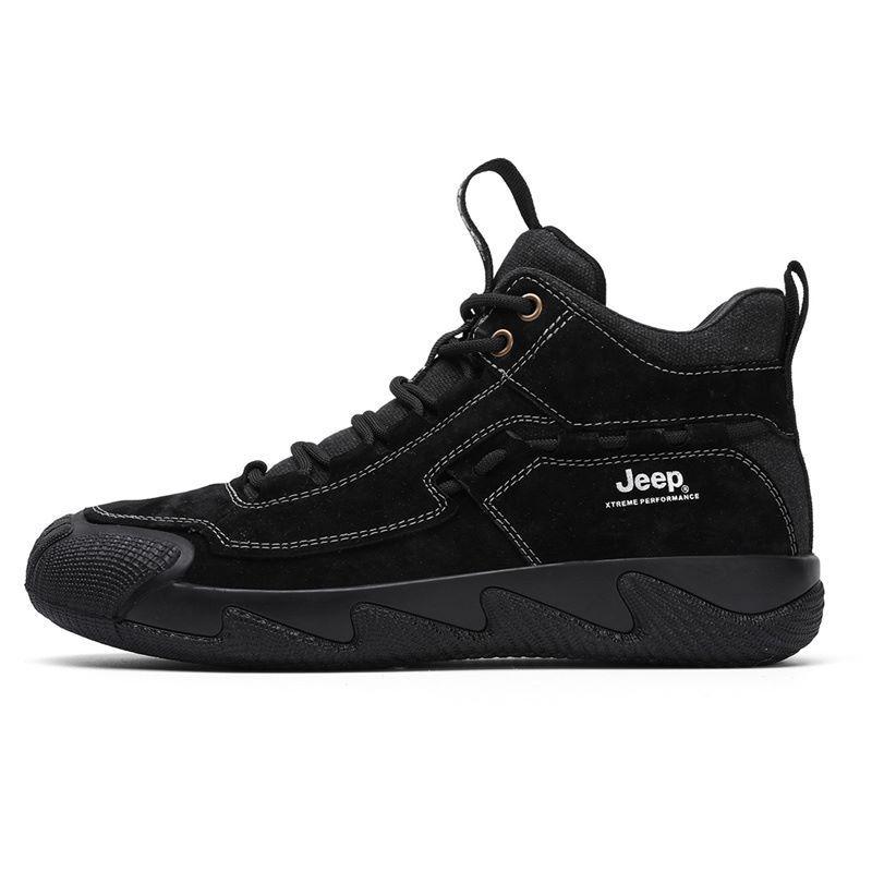 Jeep Wear-Resistant Slip-Resistant Mid-Top Trekking Shoes Men's Black