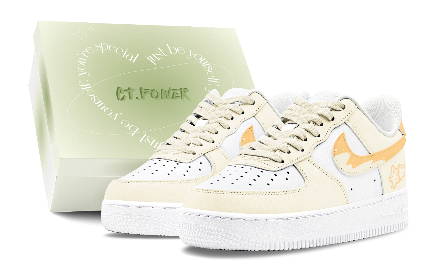 Nike Air Force 1 Air Force 1 Abrasion Resistant Low top Skateboard Shoes Men's Orange Yellow