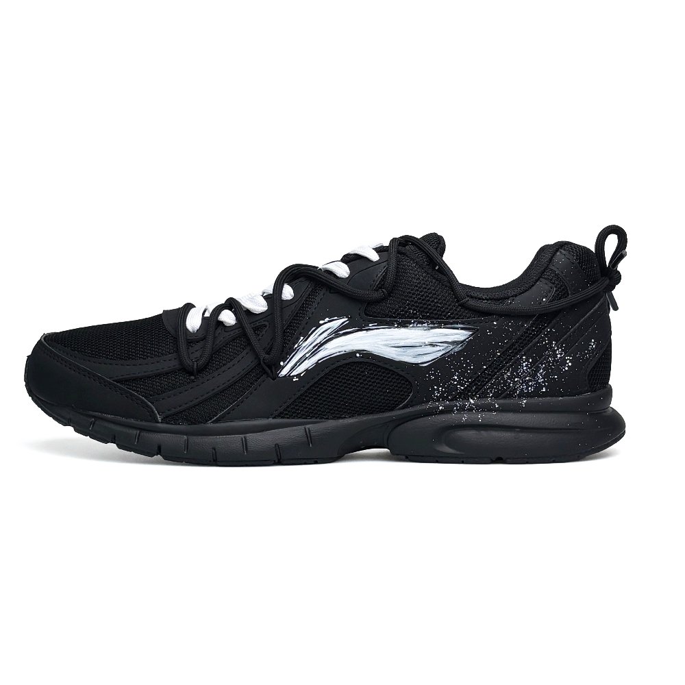 LiNing Slip Resistant Abrasion Resistant Low top Casual Running Shoes Men's Black White