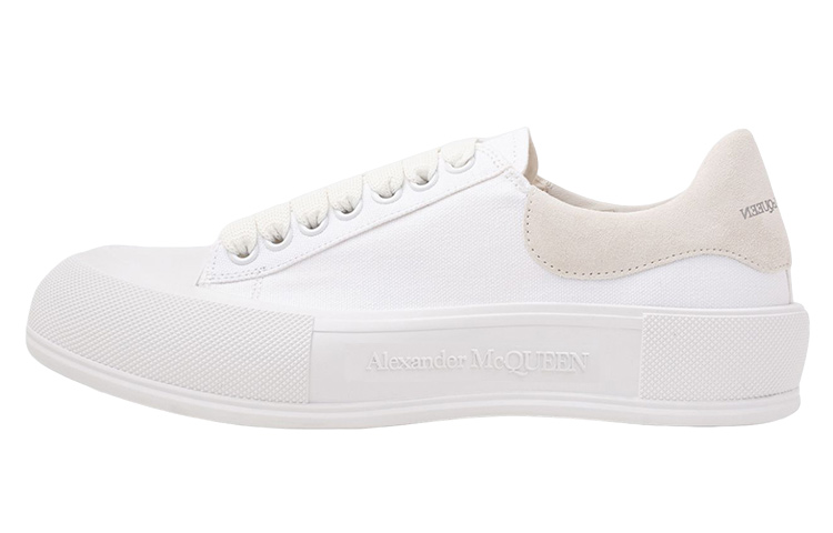 Alexander McQueen Deck Plimsoll Lace Up Trainers 'White Beige'
