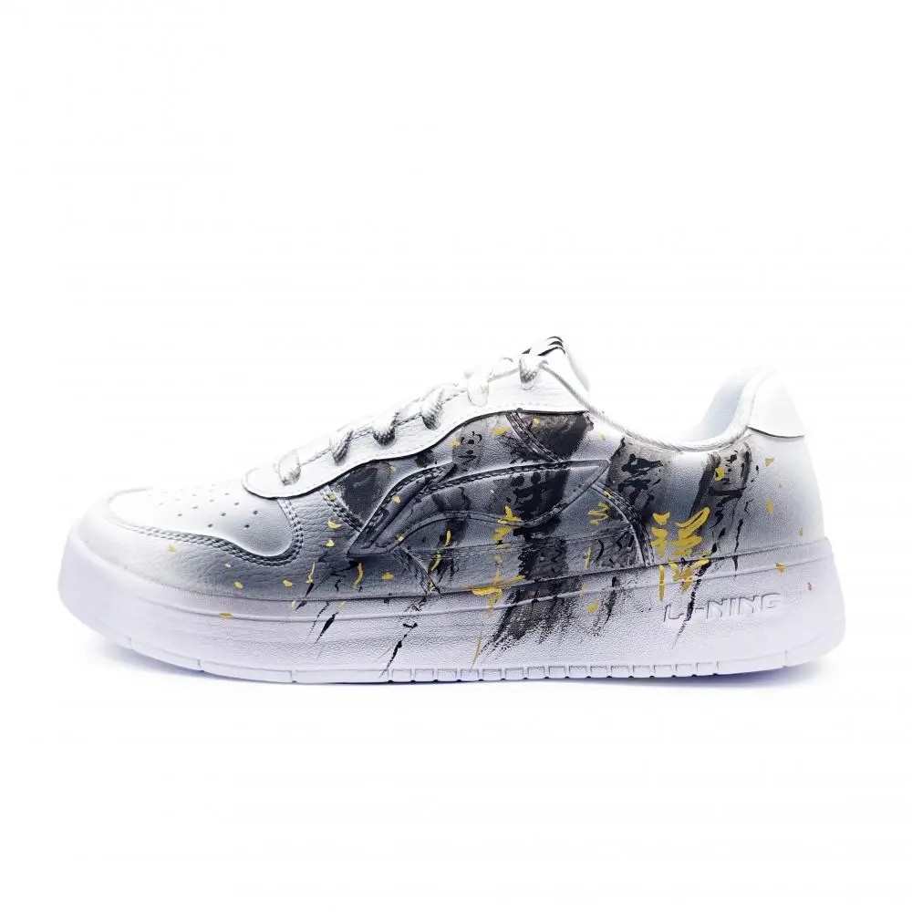 LiNing Pontoon Boats Abrasion Resistant Lightweight Height Increasing Low top Skateboard Shoes Unisex White Black