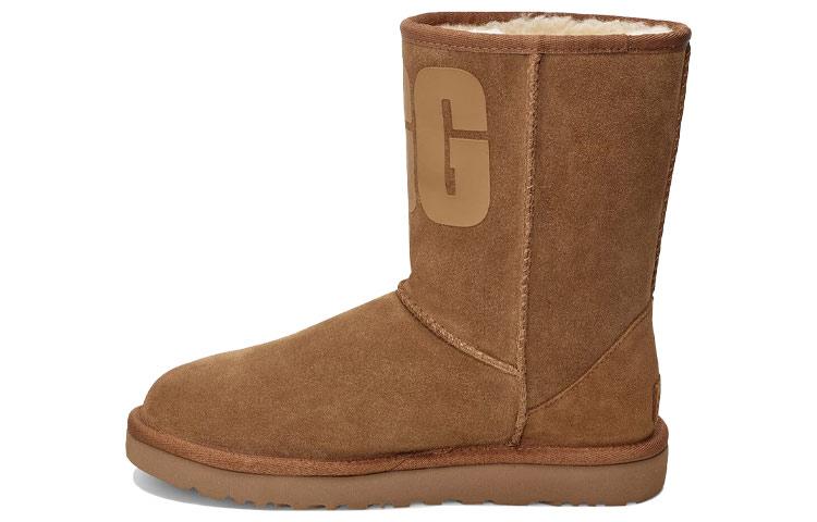 UGG Classic Short UGG Rubber Logo Fleece Lined Women's