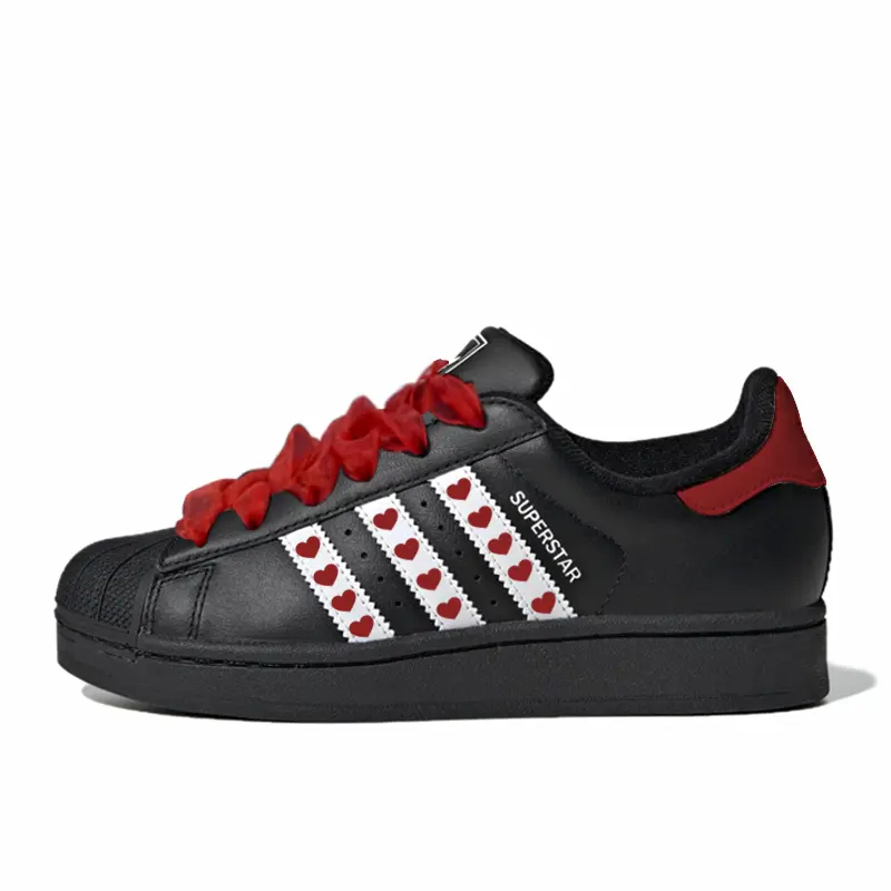 Adidas Originals SUPERSTAR Sweet Confession Abrasion Resistant Low top Skateboard Shoes Women's Black Red