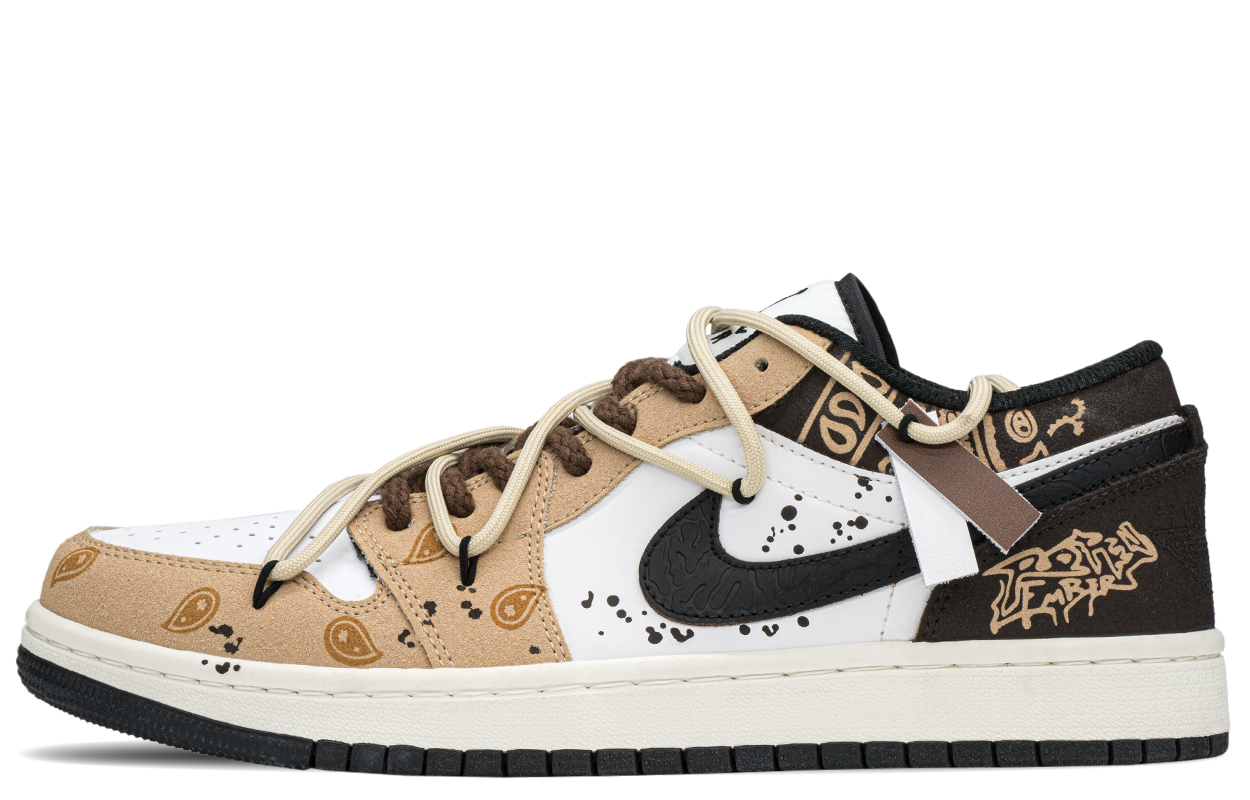 Jordan Air Jordan 1 Low Top Vintage Basketball Shoes Men's Khaki Brown