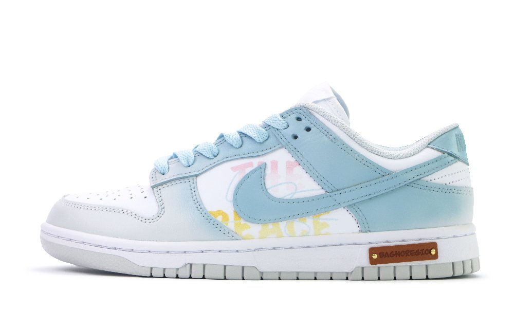 Nike Dunk 'Photon Dust' Love Graffiti Fresh Cushioning Low-Top Skateboard Shoes Women's Gray Blue