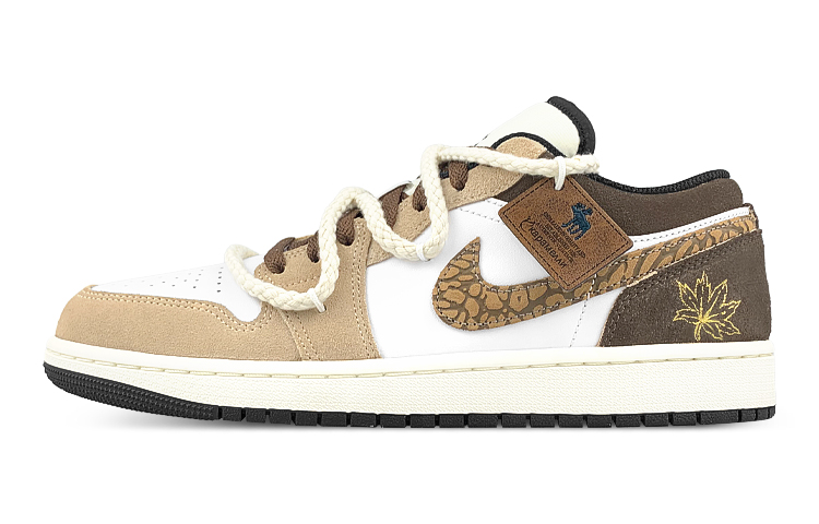 Jordan Air Jordan 1 Low-Top Vintage Basketball Shoes Men's White Brown