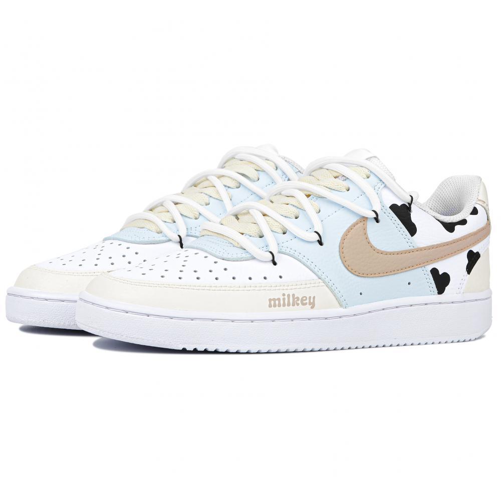 Nike Court Vision 1 Cow Paradise Wear-resistant And Lightweight Low-Top Skateboard Shoes Women's Beige Blue купить в интернет-магазине Yoocart с быстрой доставкой по России.