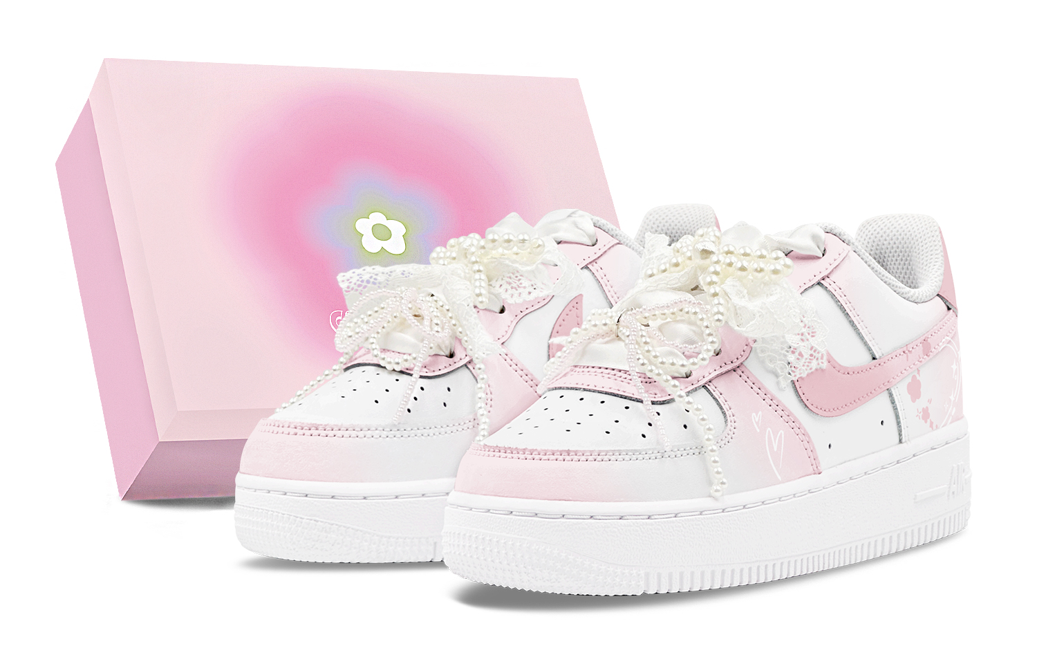 Nike Air Force 1 Abrasion Resistant Low top Skateboard Shoes Women's Pink