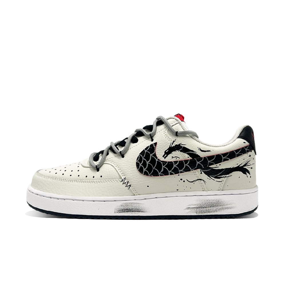 Nike Court Vision 1 Sunset Silhouette Abrasion Resistant Low Top Skateboard Shoes Unisex Black White