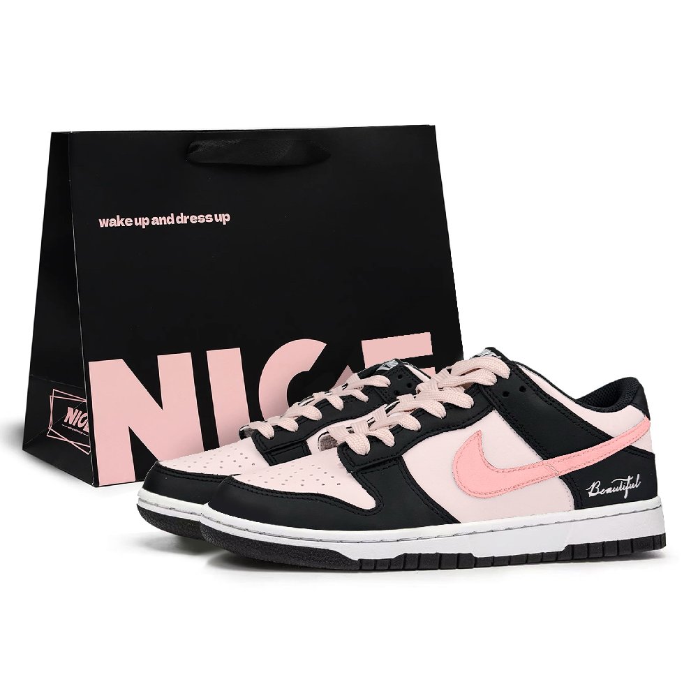 Nike Dunk Cushioning, Wear Resistant Low Top Skateboard Shoes Unisex Strawberry Pink