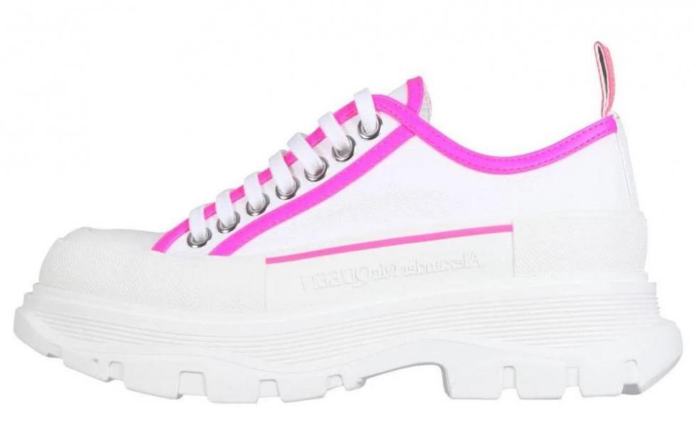 Alexander McQueen Tread Slick Lace Up 'White Neon Pink' Women's