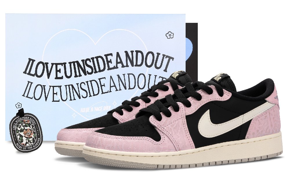 Jordan Air Jordan 1 Reverse Peach Low-Top Vintage Basketball Shoes Women's Black Pink
