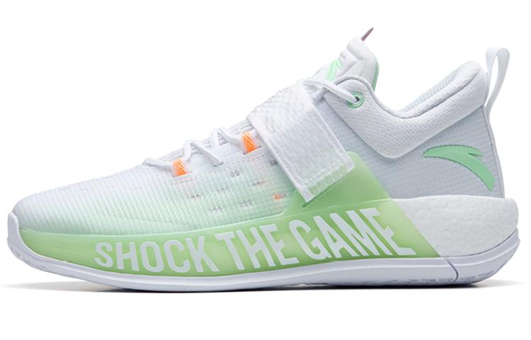 Anta Hengsao4 Cushioning Anti-Slip Wear-Resistant Breathable Lightweight Rebound Low-Top Basketball Shoes White Green