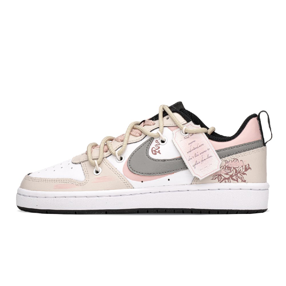 Nike Court Borough Vow Rose Slip Resistant Low Top Skateboard Shoes GS Gray Pink