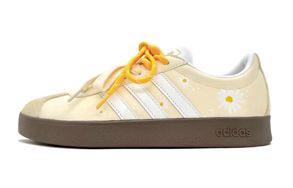 Adidas Vl Court Classic Low top Skateboard Shoes Unisex Yellow White