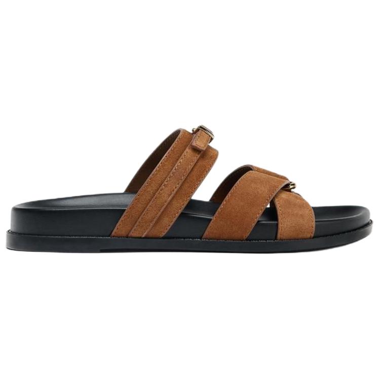ZARA Slide Slippers Women's Dark Brown Yellow купить в интернет-магазине Yoocart с быстрой доставкой по России.