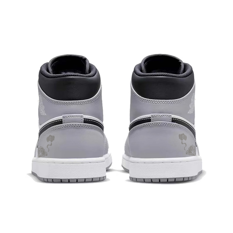 Jordan Air Jordan 1 Cushioning Anti-Slip Wear-Resistant Breathability Mid-Top Vintage Basketball Shoes Men's Gray White