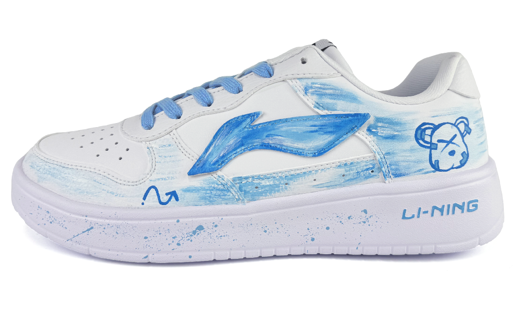 LiNing Pontoon Boats Coverage Slip Resistant And Abrasion Resistant Low top Skateboard Shoes Men's Blue White