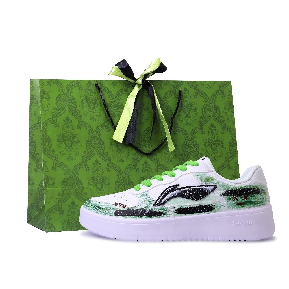 LiNing Pontoon Boats Abrasion Resistant, Lightweight, And Breathable Low Top Skateboard Shoes Unisex White Green Black