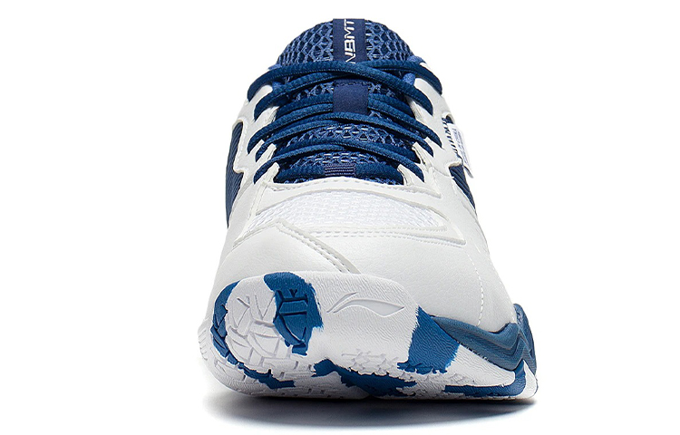 LiNing 2 Shock Absorbers Slip Resistant Abrasion Resistant Low top Badminton Shoes Unisex White Dark Blue купить в интернет-магазине Yoocart с быстрой доставкой по России.