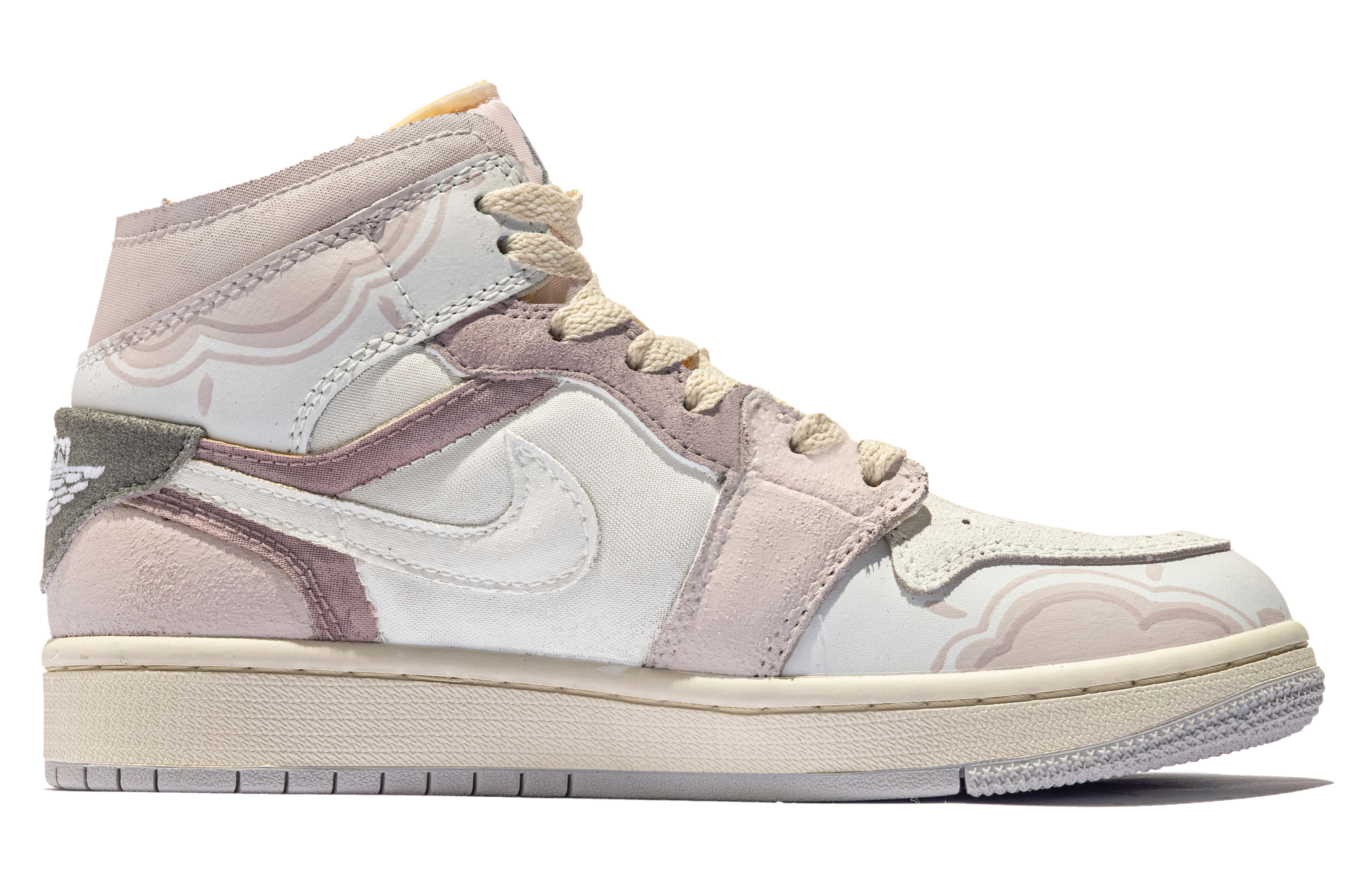 Jordan Air Jordan 1 Mid top Vintage Basketball Shoes GS Pink Beige