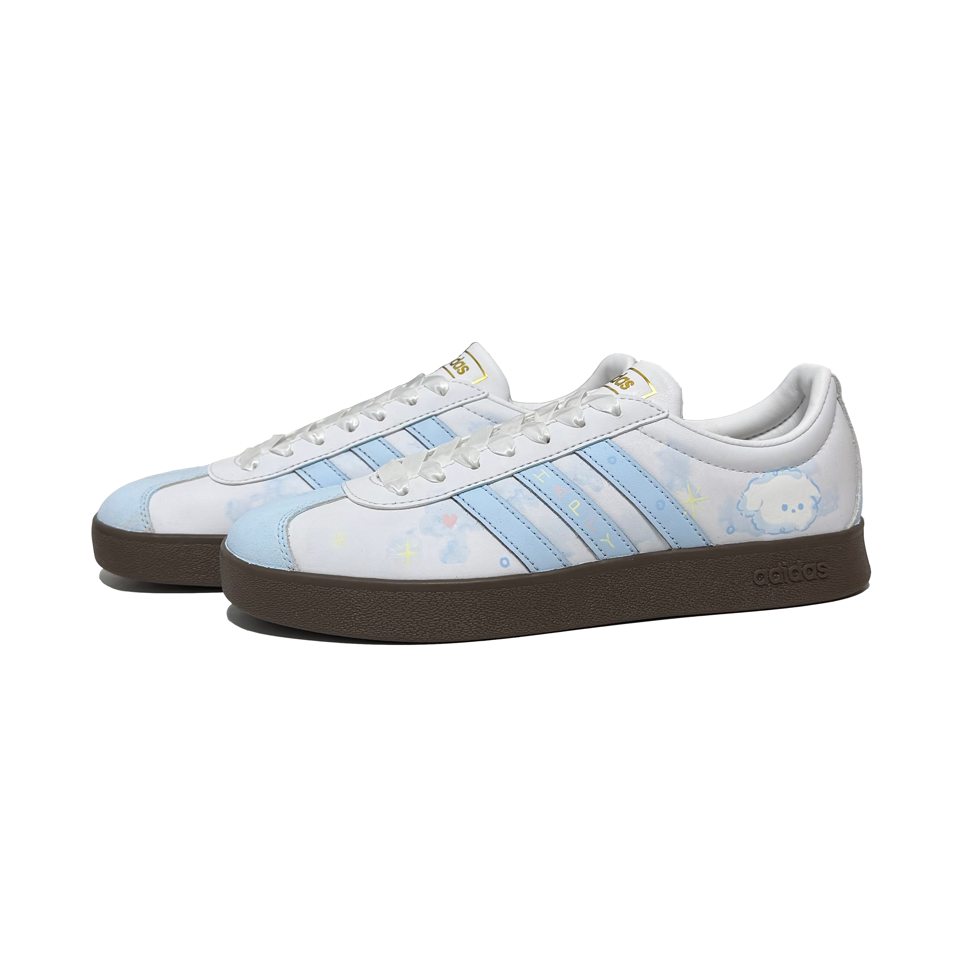 Adidas Neo VL Court 2.0 Puppy Day Anti Slip Wear Resistant Low Top Skateboard Shoes Women's Light Blue купить в интернет-магазине Yoocart с быстрой доставкой по России.