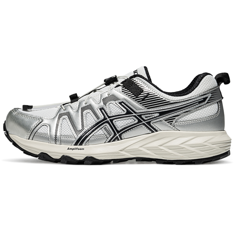 Asics Wear-Resistant Cushioning Rebound Low-Top Trail Running Running Shoes Men's White Silver