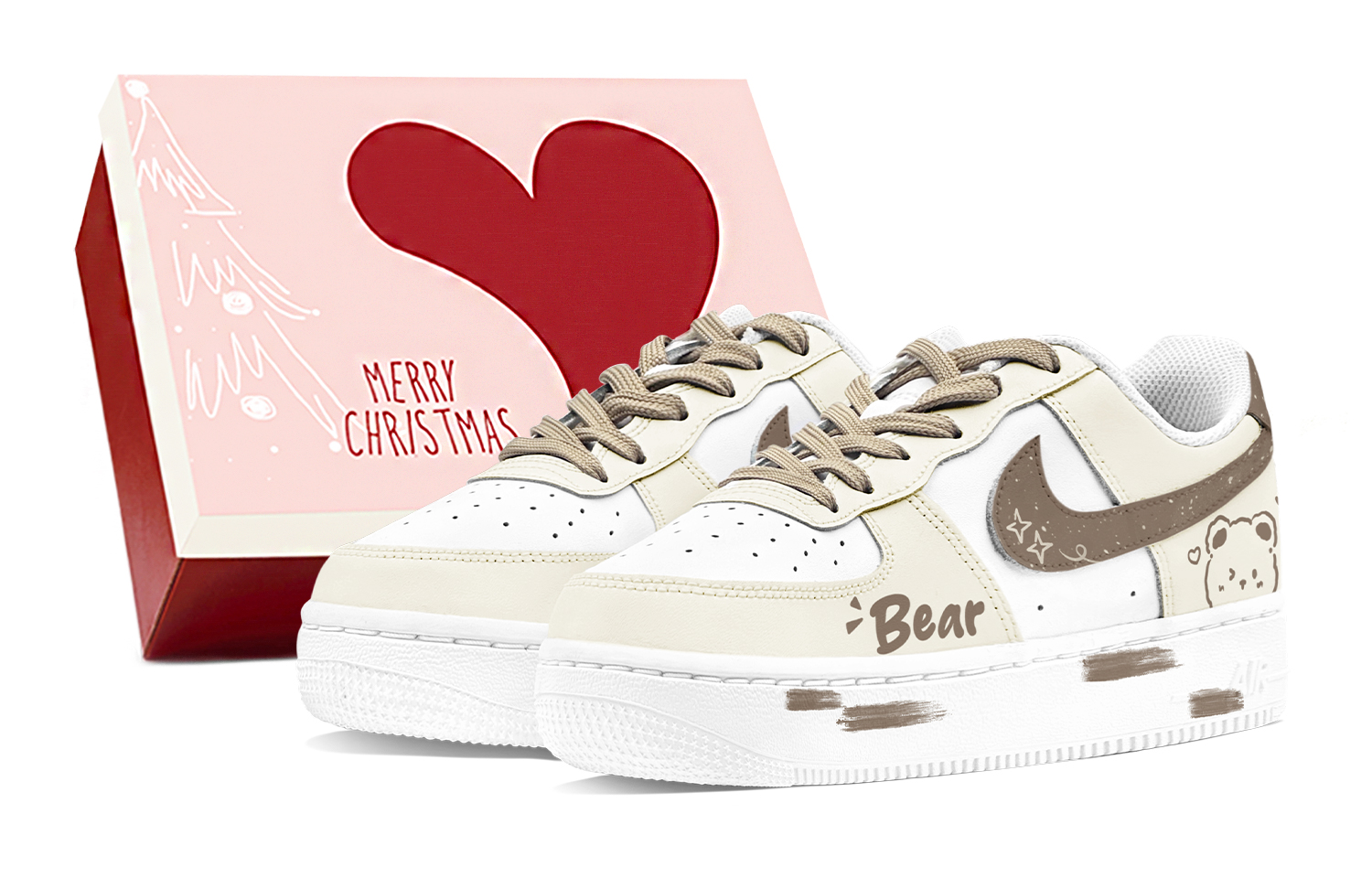 Nike Air Force 1 Air Force 1 Abrasion Resistant Low top Skateboard Shoes Women's Yellow Brown