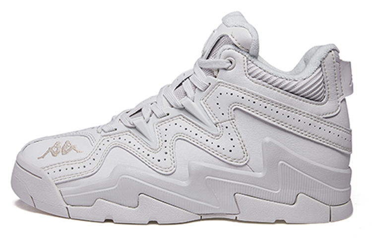 Kappa Cushioning Anti-Slip And Wear-Resistant High-Top Vintage Basketball Shoes Unisex Moon Gray