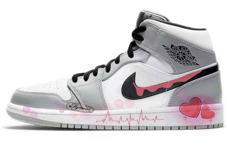 Jordan Air Jordan 1 Durable Breathable Mid-Top Vintage Basketball Shoes Men's Smoke Gray