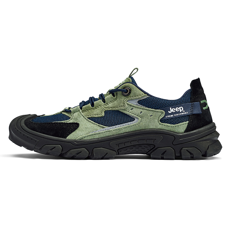 Jeep Cushioned Anti-Slip Wear-Resistant Breathable Lightweight Hiking Trekking Shoes Women's Pine Green Blue
