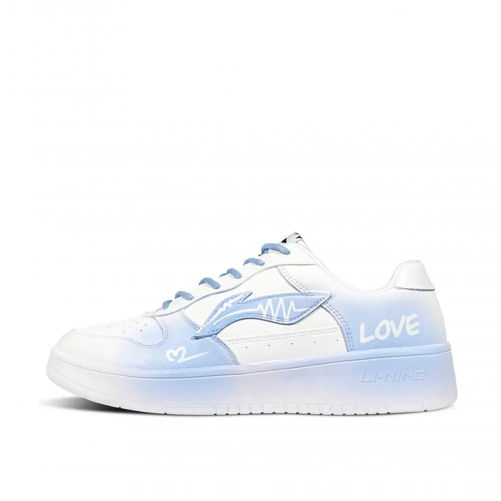 LiNing Pontoon Boats Anti Slip And Wear Resistant Height Increasing Low Top Skateboard Shoes Men's White Blue