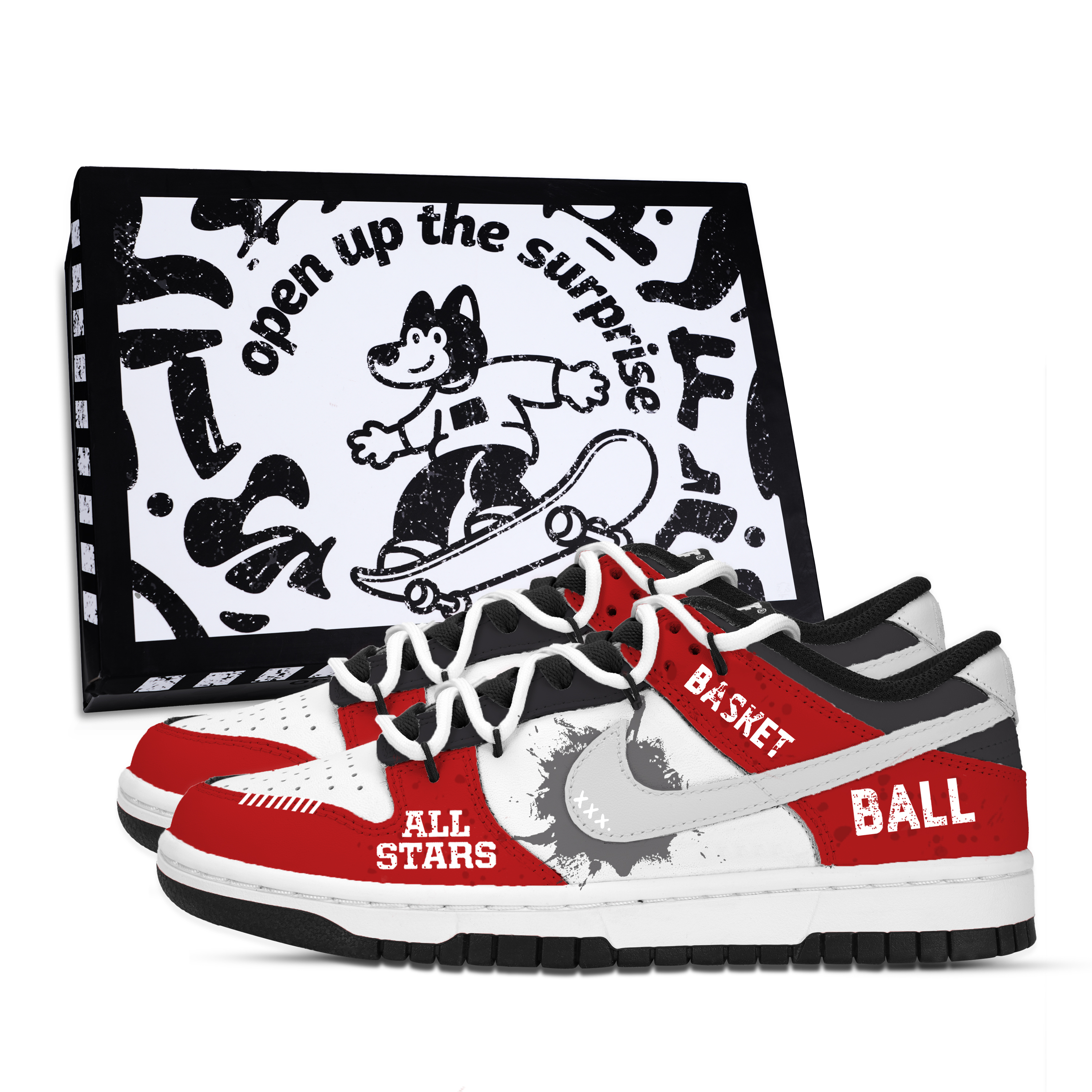 Nike Dunk All Star Roster Abrasion Resistant Low top Skateboard Shoes Unisex Red White Gray купить в интернет-магазине Yoocart с быстрой доставкой по России.