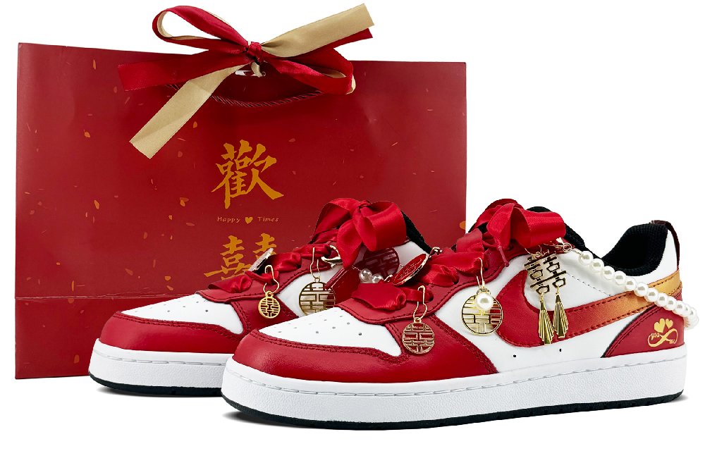 Nike Court Borough Slip-Resistant Low-Top Skateboard Shoes GS Marriage Red