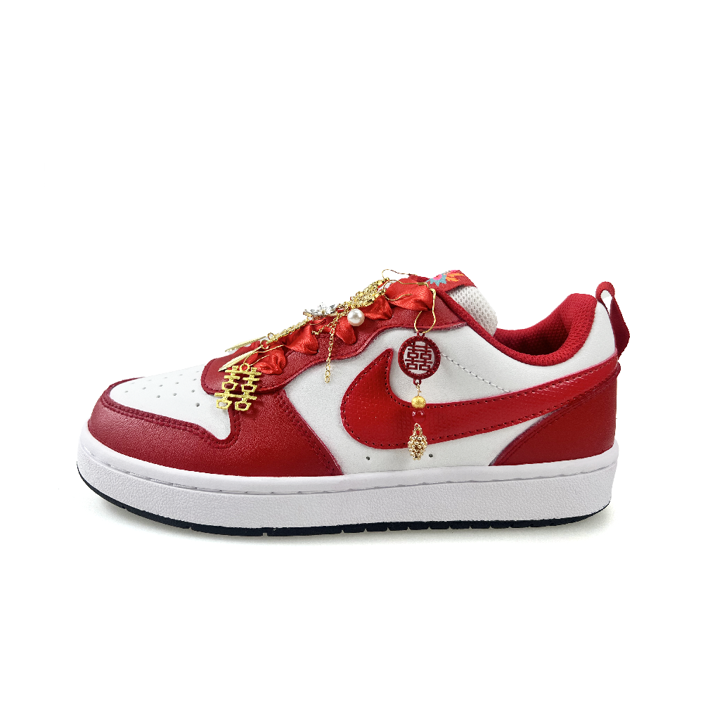 Nike Court Borough 2 Anti-Slip Wear-Resistant Low-Top Skateboard Shoes Women's Red