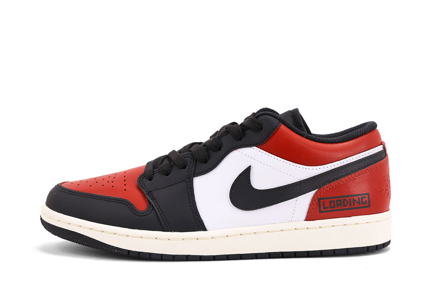 Jordan Air Jordan 1 Abrasion Resistant Coverage Low top Vintage Basketball Shoes Unisex Black Red