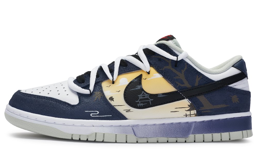 Nike Dunk 811 Manufacture Autumn Moon Pavilion Low-Top Skateboard Shoes Men's Blue Orange White