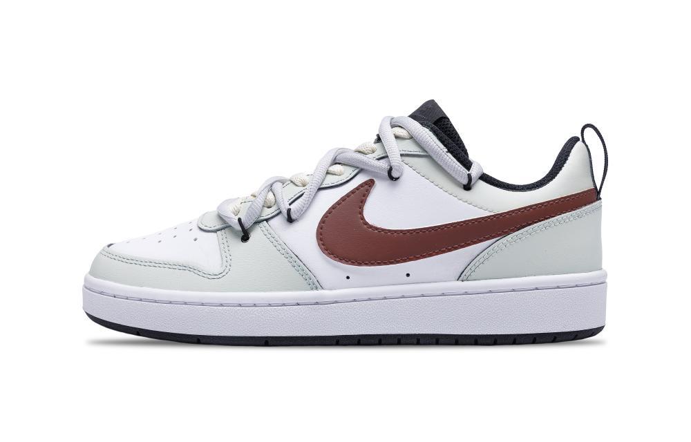 Nike Court Borough 2 Cyan Dust Trail Non slip Lightweight Low Top Skateboard Shoes GS Asphalt White Gray