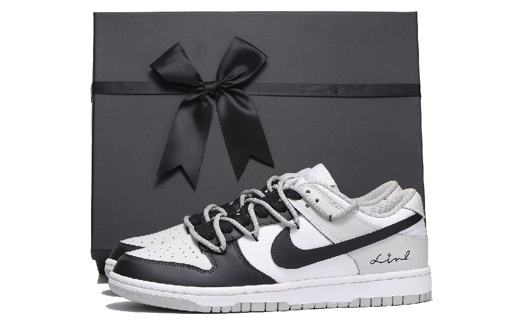 Nike Dunk Abrasion Resistant Low Top Skateboard Shoes Unisex Gray White
