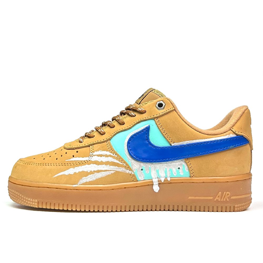 Nike Air Force 1 Brown Waves Anti-Slip And Wear-Resistant Lightweight Low-Top Skateboard Shoes Unisex Dark Brown