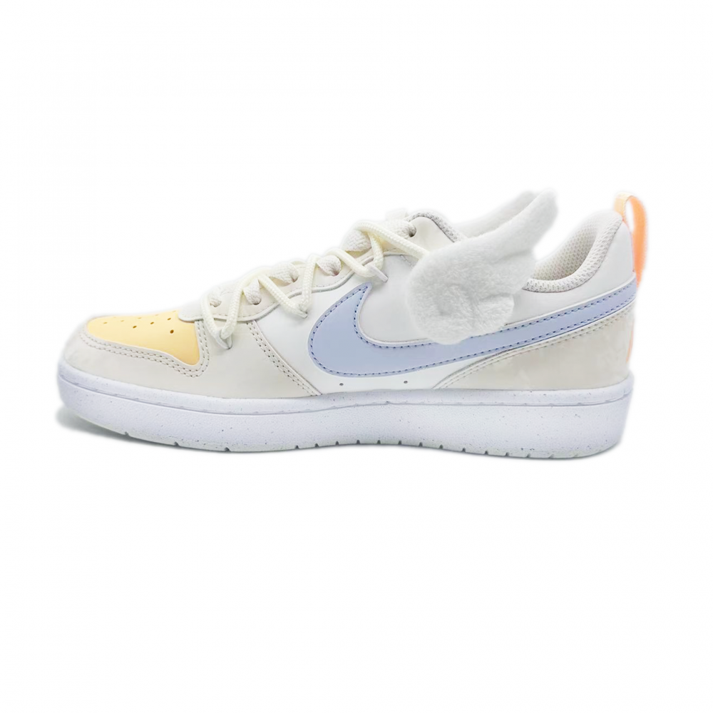 Nike Court Borough Lightweight Wear-Resistant And Water-Resistant Low-Top Skateboard Shoes GS Yellow White Blue